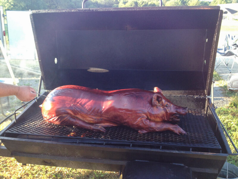 Whole Pig and Ribs on a Meadow Creek Pig Roaster