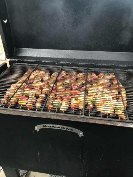 Cooking Kabobs on Meadow Creek BBQ42 Chicken Cooker