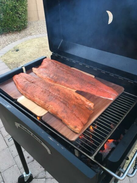 Grilled Salmon on Meadow Creek BBQ26S Chicken Cooker Flat Grate