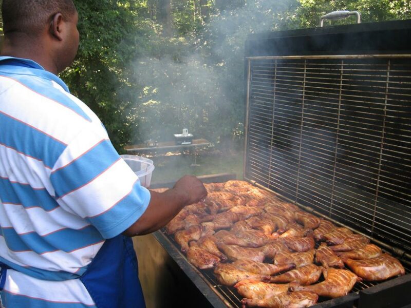 Chicken Leg Quarters and Wings on Neadow Creek BBQ42 Chicken Cooker