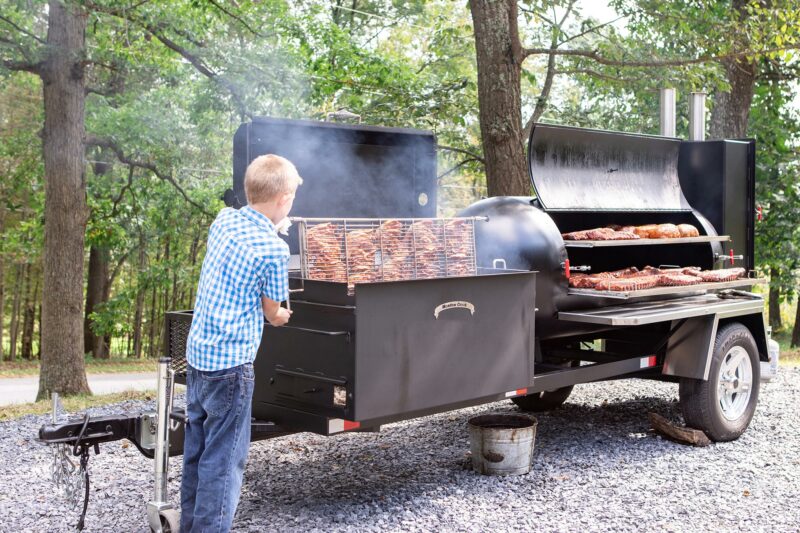 Grilled Chickens on Meadow Creek TS250 BBQ Smoker Trailer