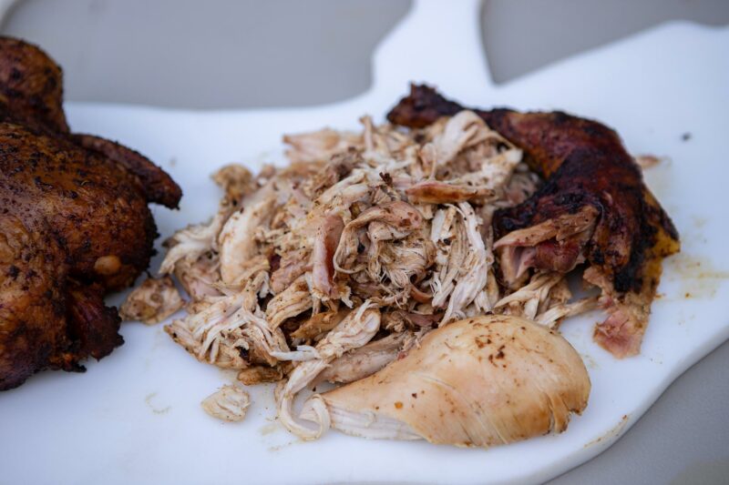 Pulled Chicken on Meadow Creek BBQ Smoker